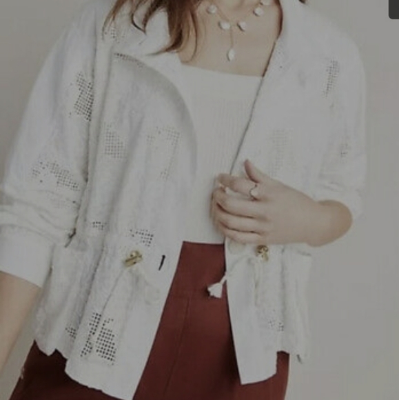 Anthropologie quote eyelet coat